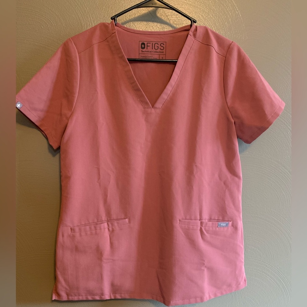 Figs Pink Mauve Pocket Scrub Short Sleeve Top S
